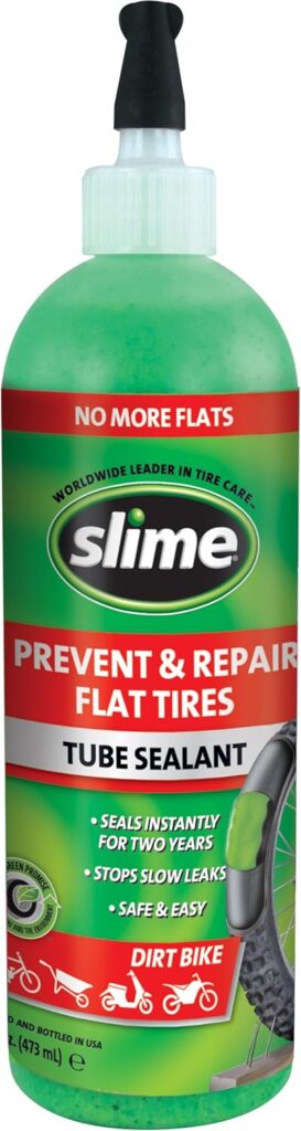 Slime tube sealant for electric scooter tires, a reliable e scooter accessory that prevents and repairs flat tires by sealing punctures instantly, extending tire life, and ensuring a safe and smooth riding experience